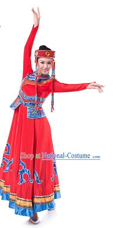 Chinese Folk Mongolia Dance Costume Wholesale Clothing Group Dance Costumes Dancewear Supply for Girls