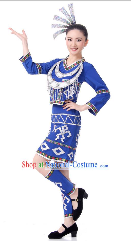 Chinese Folk Ethnic Dance Costume Wholesale Clothing Group Dance Costumes Dancewear Supply for Lady