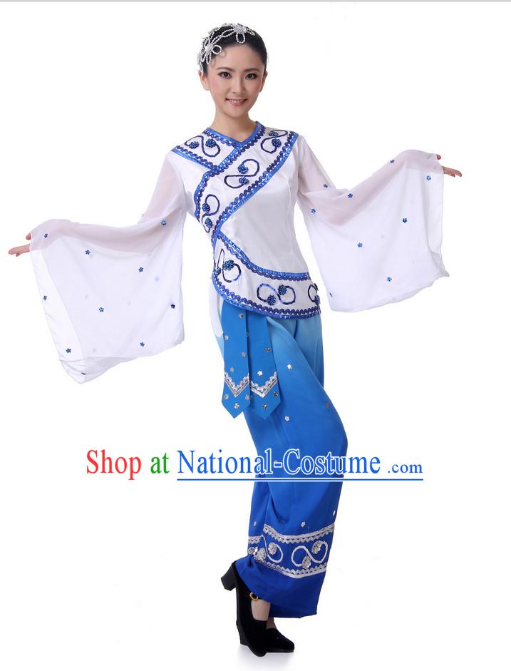 Chinese Fan Ethnic Dance Costume Wholesale Clothing Group Dance Costumes Dancewear Supply for Lady