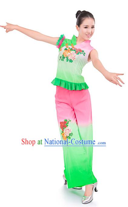 Chinese Folk Fan Dancing Clothes Costume Wholesale Clothing Group Dance Costumes Dancewear Supply for Women