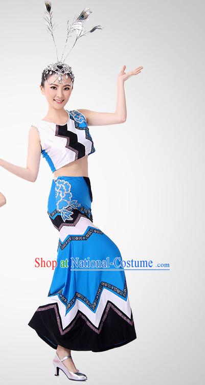 Chinese Peacock Dancing Clothes Costume Wholesale Clothing Group Dance Costumes Dancewear Supply for Girls