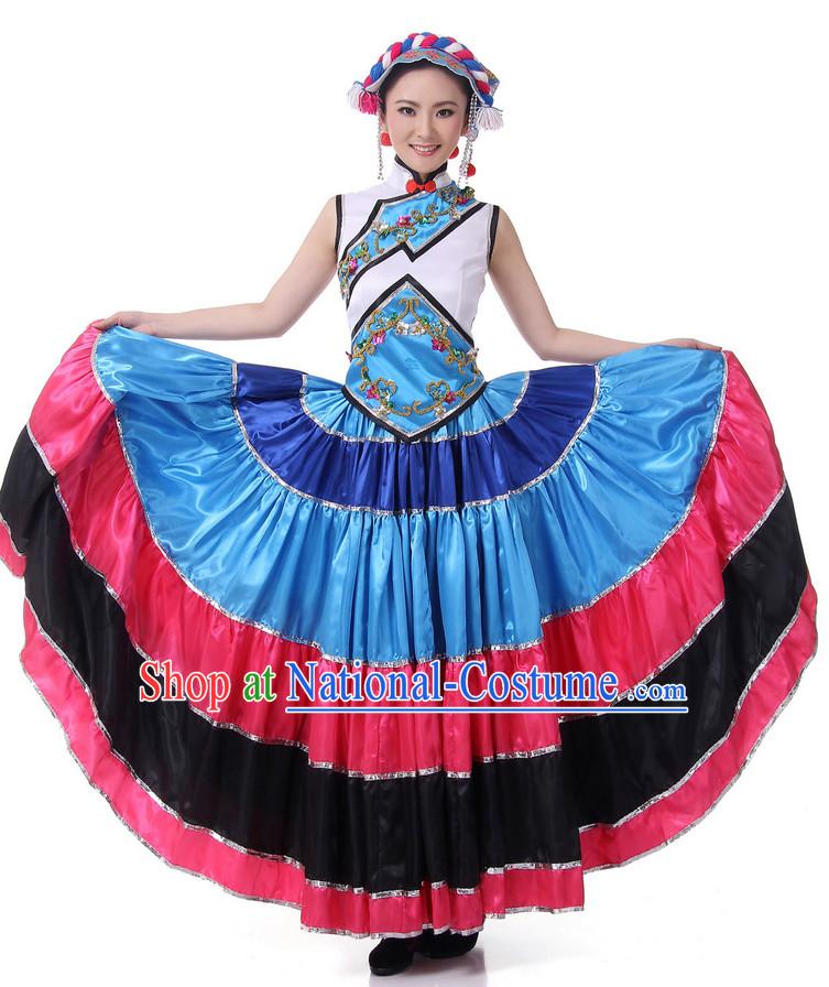 Chinese Festival Ethnic Dance Costume Wholesale Clothing Group Dance Costumes Dancewear Supply for Lady