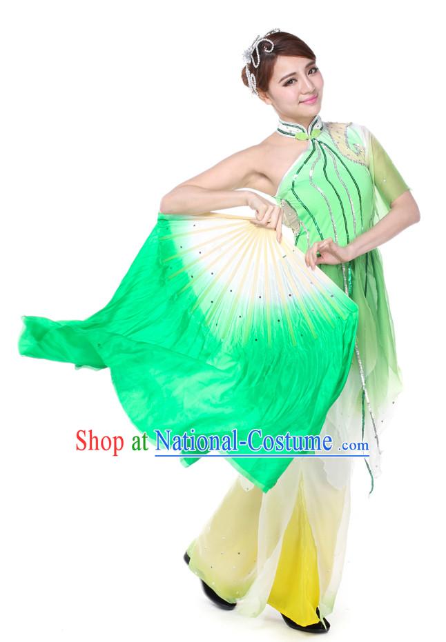 Color Transition Chinese Silk Dance Fan