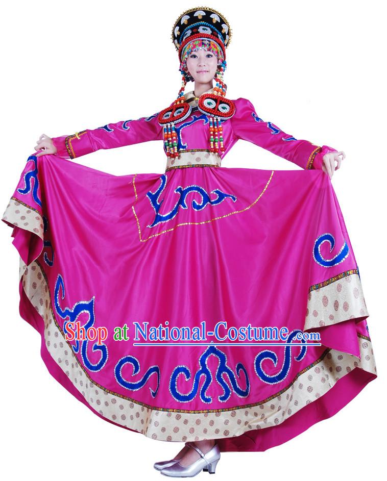 Chinese Mongolian Dance Costume Wholesale Clothing Group Dance Costumes Dancewear Supply for Lady