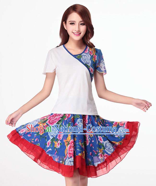 Asia Chinese Festival Parade Folk Dance Costume Wholesale Clothing Group Dance Costumes Dancewear Supply for Women