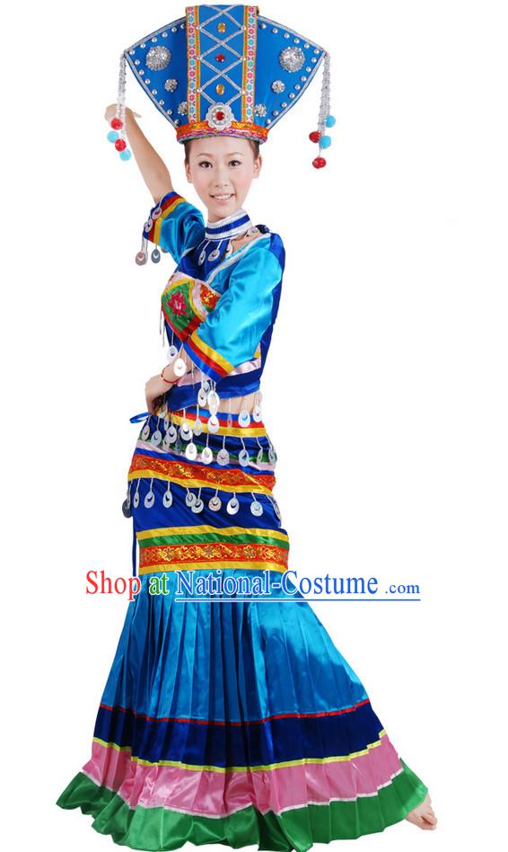 Chinese Folk Ethnic Dance Costume Wholesale Clothing Group Dance Costumes Dancewear Supply for Women