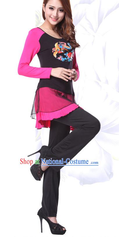 Asia Chinese Festival Parade Folk Dance Costume School Uniforms Leotards Gym Uniform for Women