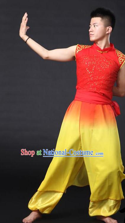 Chinese Classical Male Dance Costumes Leotards Dance Supply Clothes Complete Set