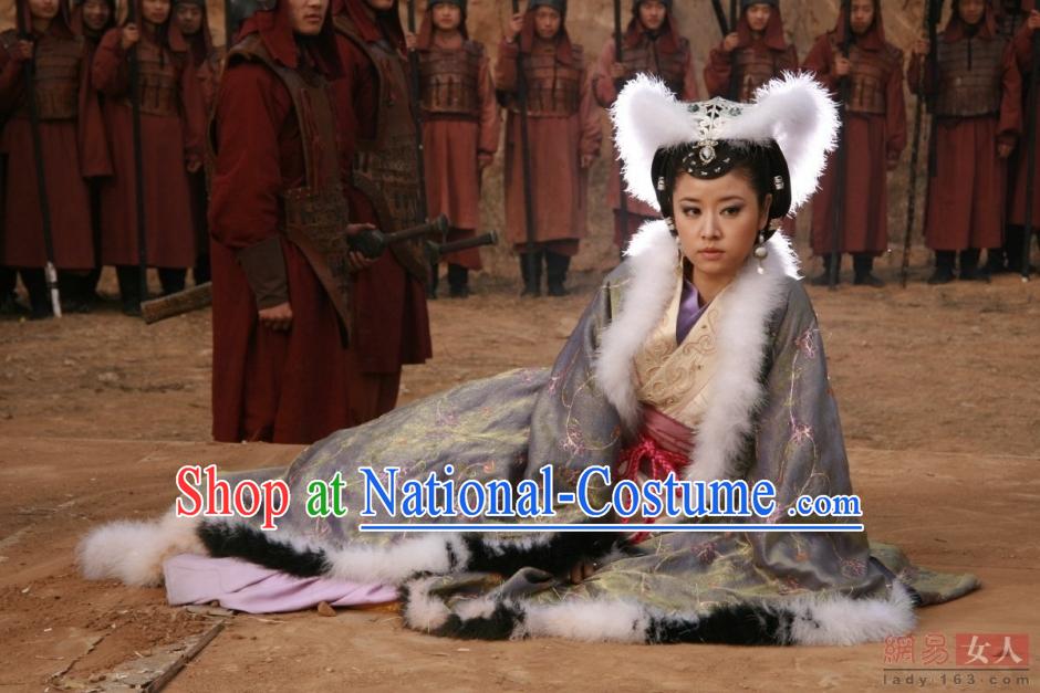 Chinese Shang Dynasty Myth Daji Su Da Ji Fox Spirit Fox Queen Costumes Chinese Costume and Hair Accessories Complete Set