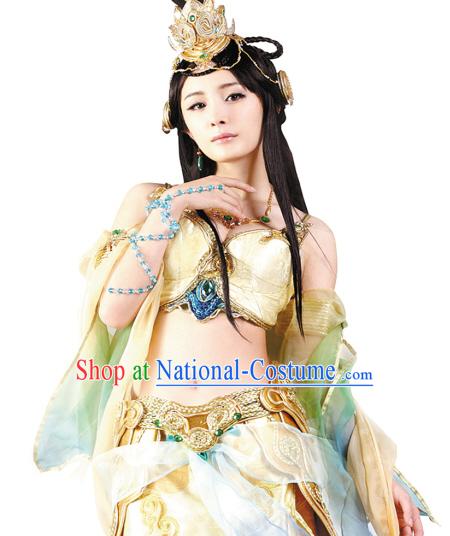 Sexy Chinese Shang Dynasty Myth Daji Su Da Ji Fox Spirit Fox Queen Cosplay Costumes Chinese Costume and Hair Accessories Complete Set