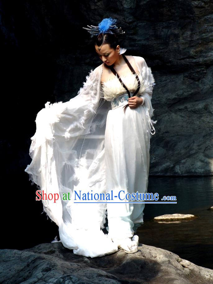 Ancient Chinese Style Xia Dynasty Nv Wa Nu Wa Costumes Mythology Legend Goddess Costume and Hair Jewelry Complete Set