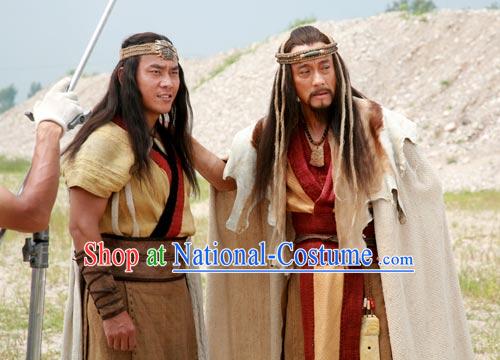 New Stone Age Costume Ancient Yan Emperor Chinese National Identity Origin Descendants Shennong Yandi Xia Dynasty Costumes Complete Set