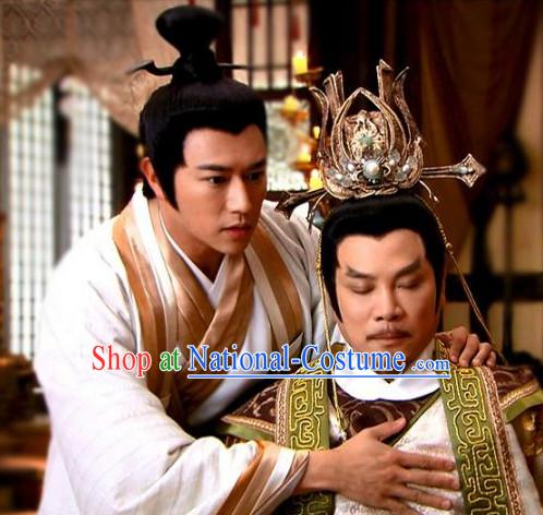 Ancient Chinese Shang Dynasty Men Black Wigs and Hair Jewelry