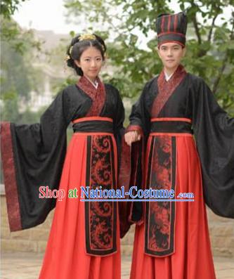 Western Zhou Dynasty Wedding Dress Clothing Clothes Garment and Hair Accessories for Men and Women