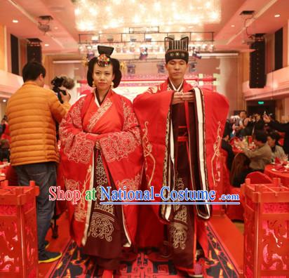 Western Zhou Dynasty Wedding Dress Clothing Clothes Garment and Hair Accessories for Men