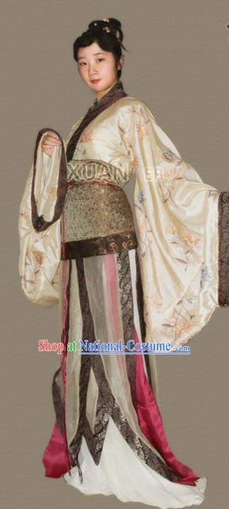 Chinese Southern and Northern Dynasties Female Clothing Outfit Garment Clothes and Headwear Complete Set