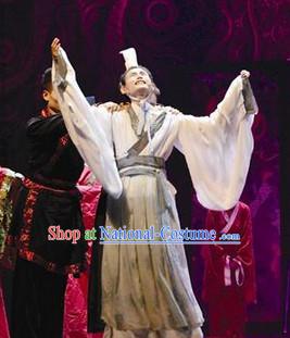 Eastern Zhou Dynasty Spring and Autumn Official Qu Yuan Stage Costume Complete Set for Men