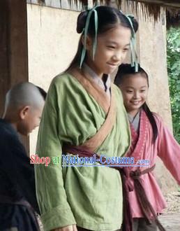 Chinese Eastern Zhou Dynasty Kids Clothing Costume Complete Set