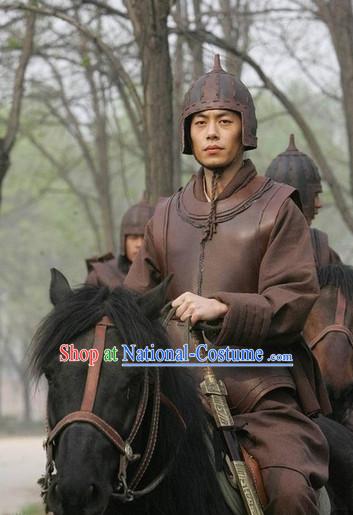 China Eastern Zhou Dynasty Palace Superhero Chinese Strategist Militarist Sunzi Sun Wu Costume Armor Suit Complete Set for Men