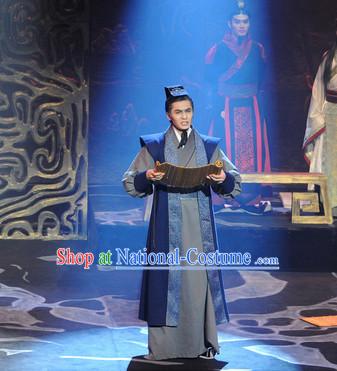 China Eastern Zhou Dynasty Spring Autumn Period Guan Zhong Kuan Chung Chancellor and Reformer Chinese Costume Complete Set for Men