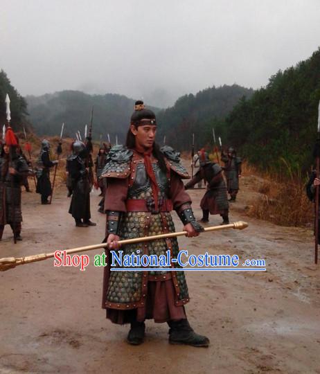 Chinese Costume Sui Dynasty Period Fighter Armor Costumes Complete Set for Men