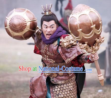 Chinese Costume Sui Dynasty Period Knight Body Armor Costumes Complete Set for Men