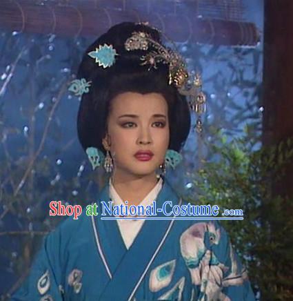 Chinese Tang Dynasty Queen Princess Wigs and Headwear Hair Jewelry for Women