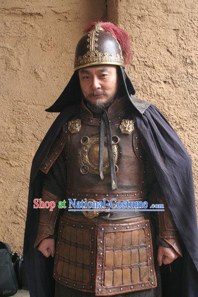 Ancient Chinese Tang Dynasty Costume Emperor Gaozu of Tang Armor Costumes and Hat Complete Set for Men