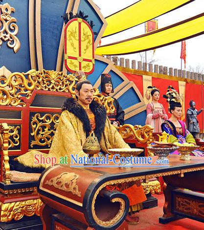 Tang Dynasty Emperor Taizong of Tang Tai Taizong Costumes Suit Garment Outfits Clothing Costumes Costume Complete Set for Men