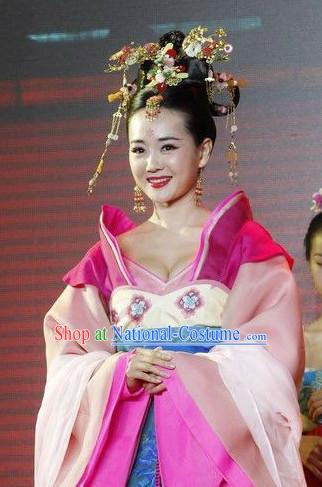 Tang Dynasty Chinese Princess Costume and Headpieces Complete Set for Women