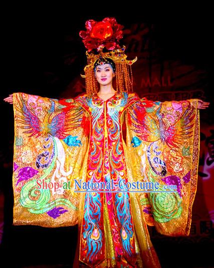 Tang Dynasty Empress Imperial Opera Costumes Garment Outfits Clothing Costumes Costume and Hair Accessories Complete Set for Women