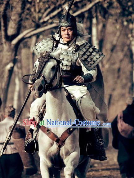 Ancient Chinese Costume Three Kingdoms Knight Body Plate Armor Costumes Garment Outfits Clothing and Helmet for Men