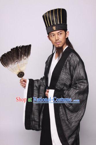 Three Kingdoms San Guo Chinese Costume Chinese Costumes Zhuge Liang Clothing Clothes Garment Outfits Suits for Men