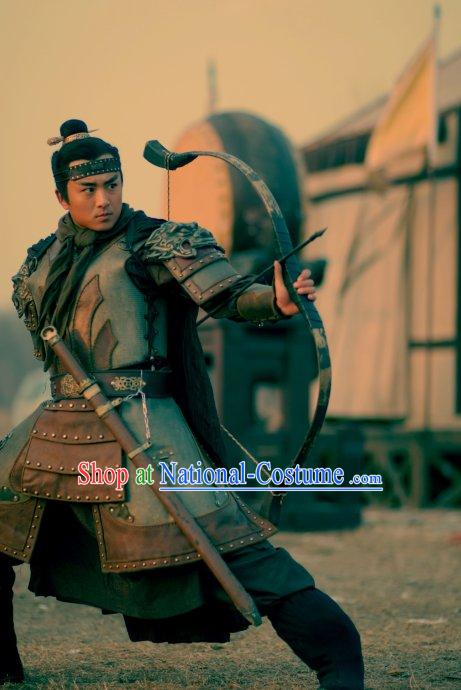 Song Dynasty Water Margin Superhero Suo Chao Costume Costumes Dresses Clothing Clothes Garment Outfits Suits Complete Set for Men