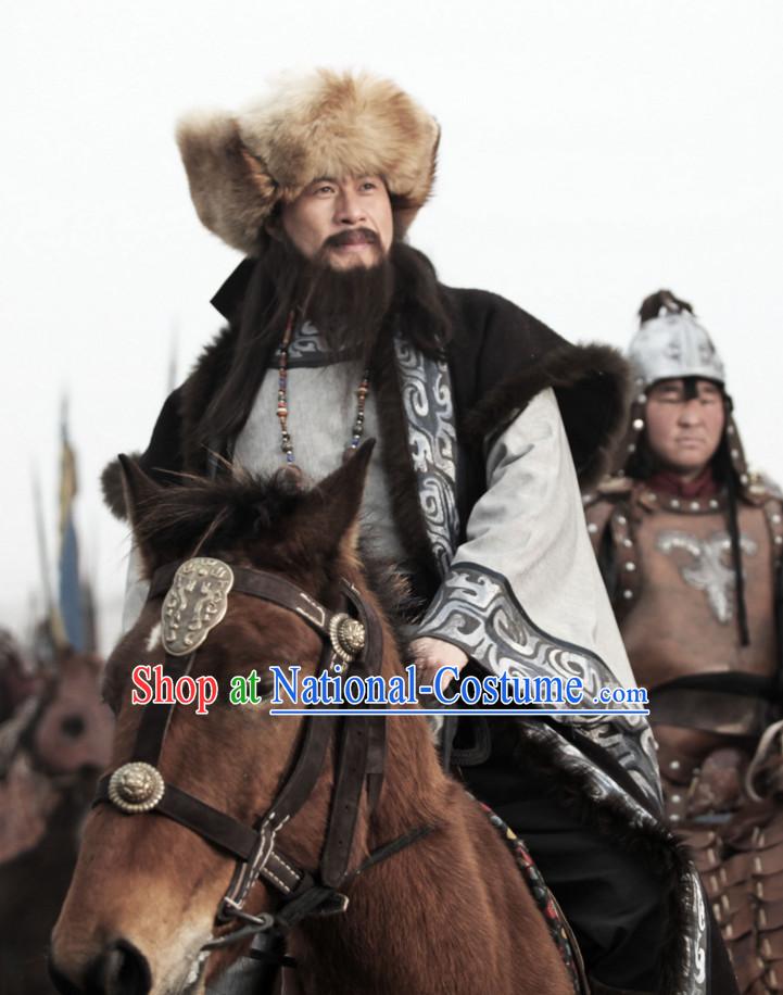 Yuan Dynasty Cheng Ji Si Han Genghis Khan Costume Costumes Dresses Clothing Clothes Garment Outfits Suits Complete Set for Men