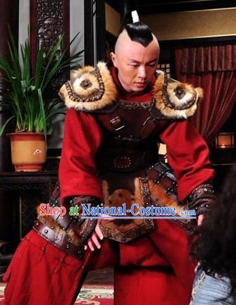 Yuan Dynasty General Costumes Dresses Clothing Clothes Garment Outfits Suits Complete Set for Men