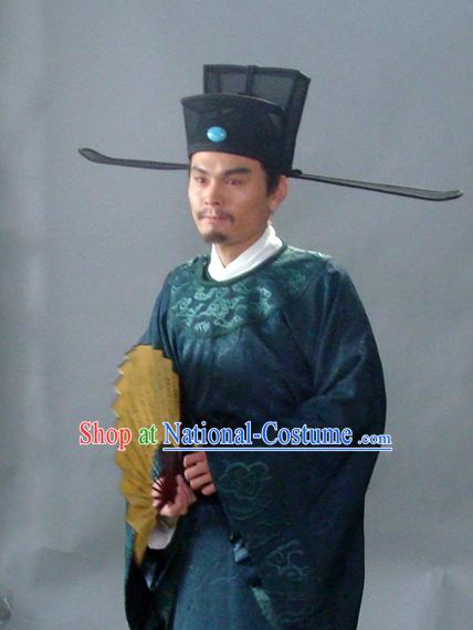 Song Dynasty Chinese Economist Statesman Chancellor and Poet Ouyang Xiu Costume Costumes Dresses Clothing Clothes Garment Outfits Suits Complete Set for Men