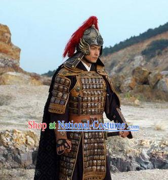 Ming Dynasty Military General Qi Jiguang Armor Costumes Dresses Clothing Clothes Garment Outfits Suits Complete Set for Men