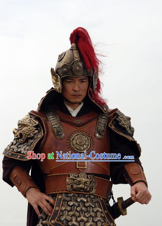 Ming Dynasty Military General Qi Jiguang Armor Costumes Dresses Clothing Clothes Garment Outfits Suits Complete Set for Men