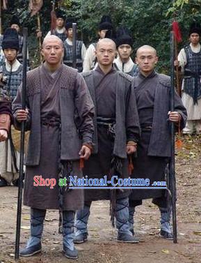 Ming Dynasty Shaolin Monk Costumes Dresses Clothing Clothes Garment Outfits Suits Complete Set for Men