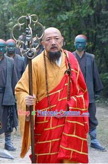 Ming Dynasty Shaolin Abbot Costumes Dresses Clothing Clothes Garment Outfits Suits Complete Set for Men