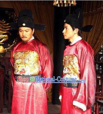 Ming Dynasty Official Military Strategist Statesman Poet Liu Bowen Costumes Dresses Clothing Clothes Garment Outfits Suits Complete Set for Men