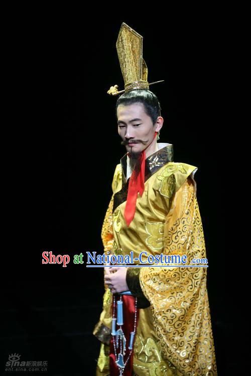 Chinese Costume Han Dynasty Warlord Penultimate Chancellor Cao Cao Costumes Dresses Clothing Clothes Garment Outfits Suits Complete Set for Men