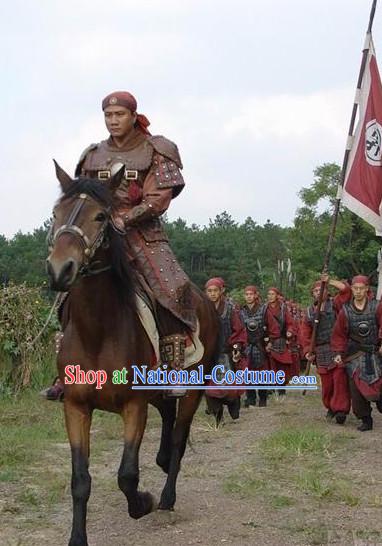 Ming Dynasty Military General Xu Da Armor Costumes Dresses Clothing Clothes Garment Outfits Suits Complete Set for Men