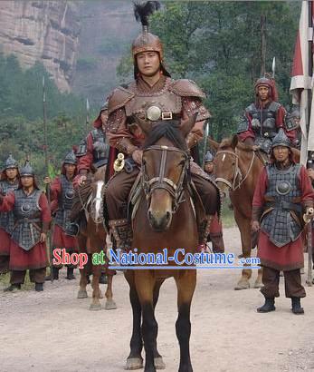 Ming Dynasty Military General Chang Yuchun Armor Costumes Dresses Clothing Clothes Garment Outfits Suits Complete Set for Men