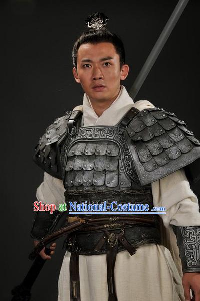 Chinese Han Dynasty Distinguished Military General Huo Qubing Costumes Dresses Clothing Clothes Garment Outfits Suits Complete Set for Men