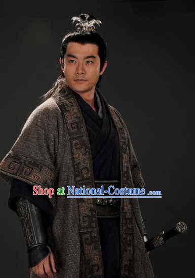 Chinese Han Dynasty Political Advisor and Official Chao Cuo Costumes Dresses Clothing Clothes Garment Outfits Suits Complete Set for Men