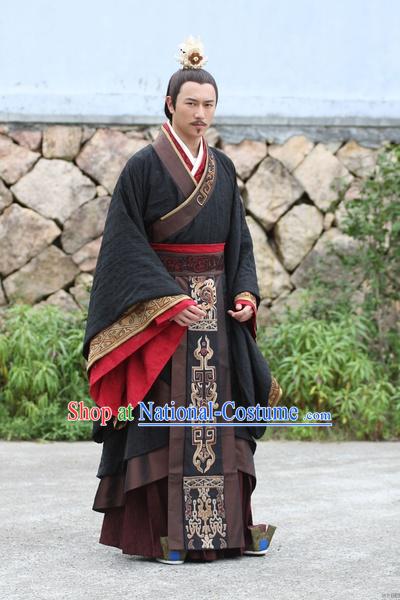 Chinese Emperor Wen of Han Costumes Dresses Imperial Clothing Clothes Garment Outfits Suits Complete Set for Men