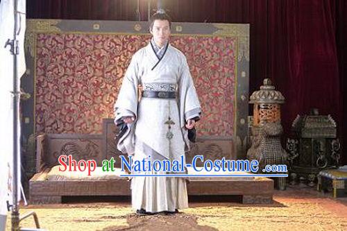 Chinese Han Dynasty Nobleman Costumes Dresses Clothing Clothes Garment Outfits Suits Complete Set for Men