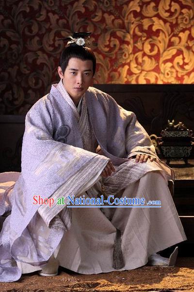 Chinese Han Dynasty Prince Costumes Dresses Clothing Clothes Garment Outfits Suits Complete Set for Men